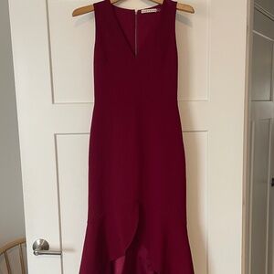 Alice + Olivia Garnet Magenta High-Low Midi Dress